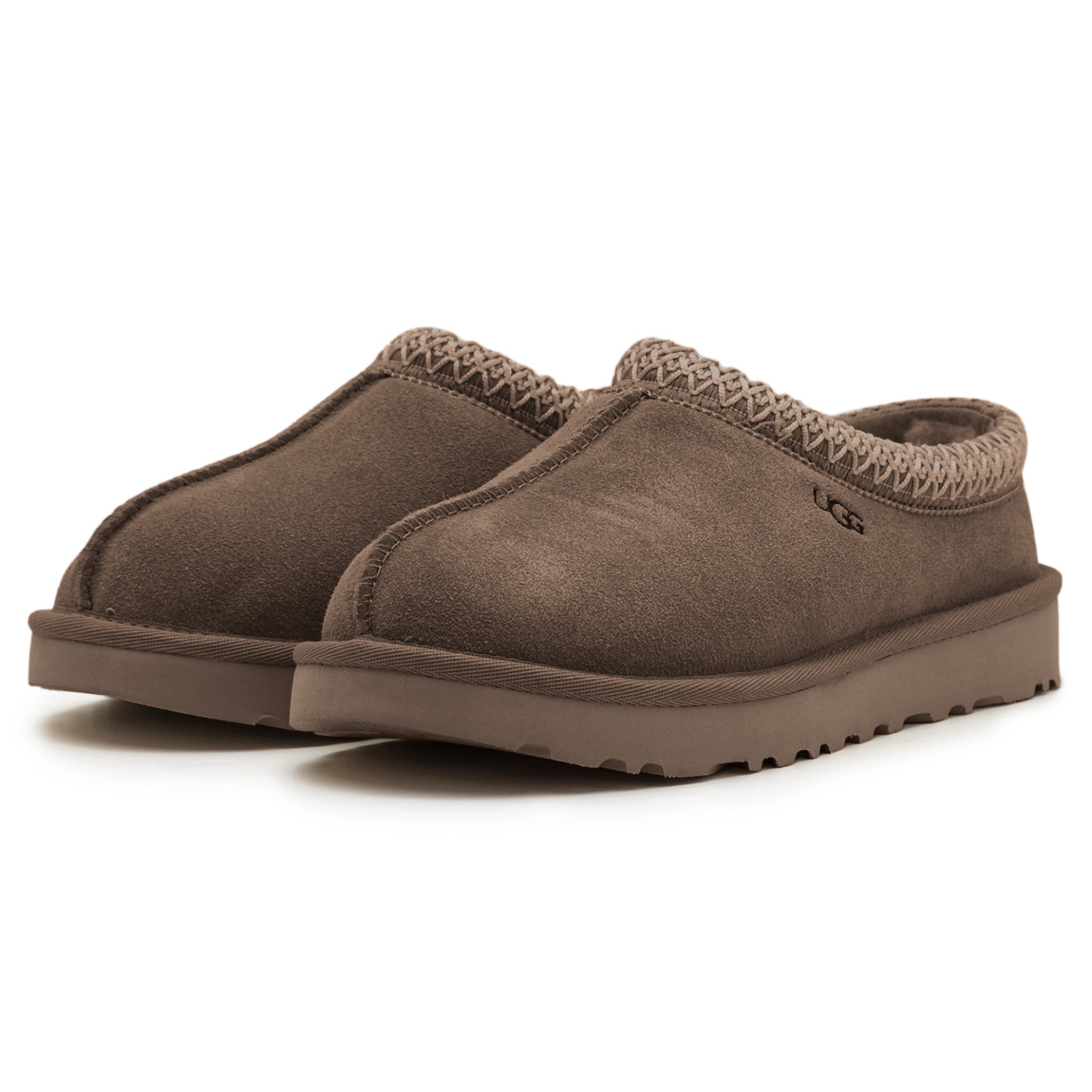 Front side view of UGG Tasman Caribou Walnut Slippers (W) 5955-CBNL